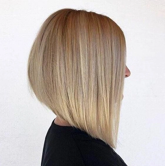 Pastel pink blunt bob from back with rounded hem