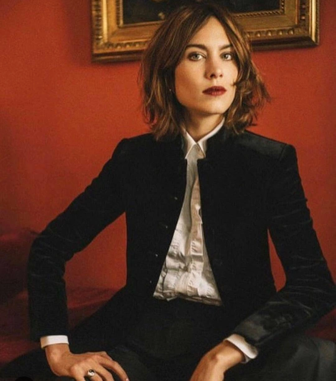 Black jacket white shirt and black trousers outfit