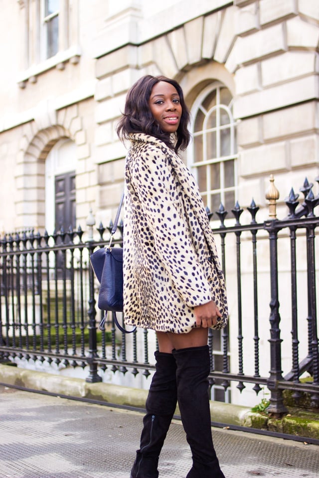 Leopard Print Faux Fur Coat With Over-The-Knee Boots Leopard Print Faux Fur Coat With Over-The-Knee Boots — 70s Style Inspiration