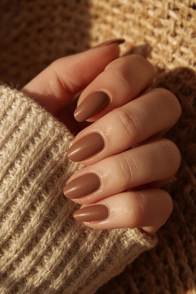 Medium Almond Matte Medium Brown Nails Medium Almond Matte Medium Brown Nails — Acrylic Nails Almond Ideas