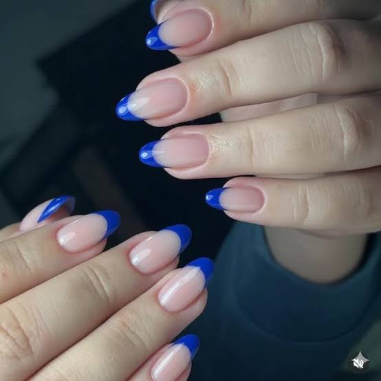 Short Almond Light Blue Dark Red Heart Nails Short Almond Light Blue Dark Red Heart Nails — Acrylic Nails Almond Ideas