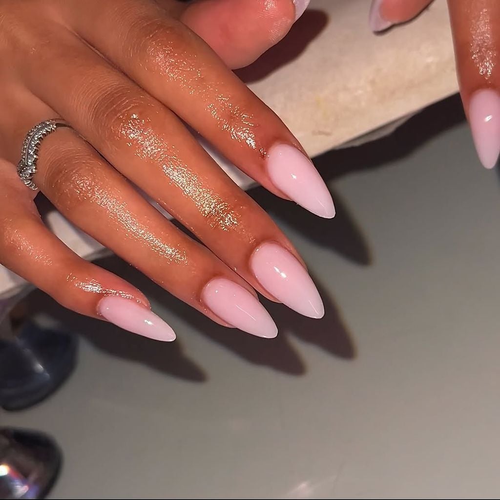 Medium Almond Milky Opaque Pink Nails Medium Almond Milky Opaque Pink Nails — Acrylic Nails Almond Ideas
