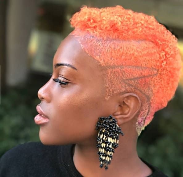 Tapered Afro With Vibrant Orange Hue Tapered Afro With Vibrant Orange Hue — Aesthetic 4c Hair