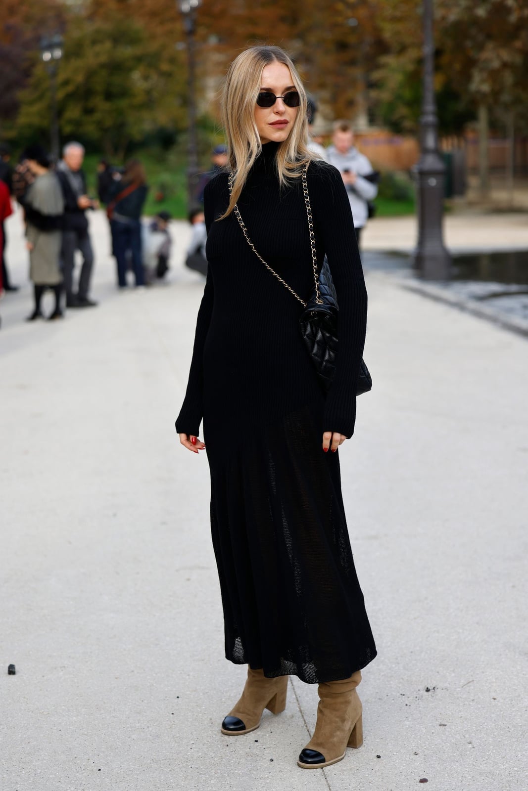 Ribbed Black Turtleneck Sweater Dress — Aesthetic Black Sweater Outfit