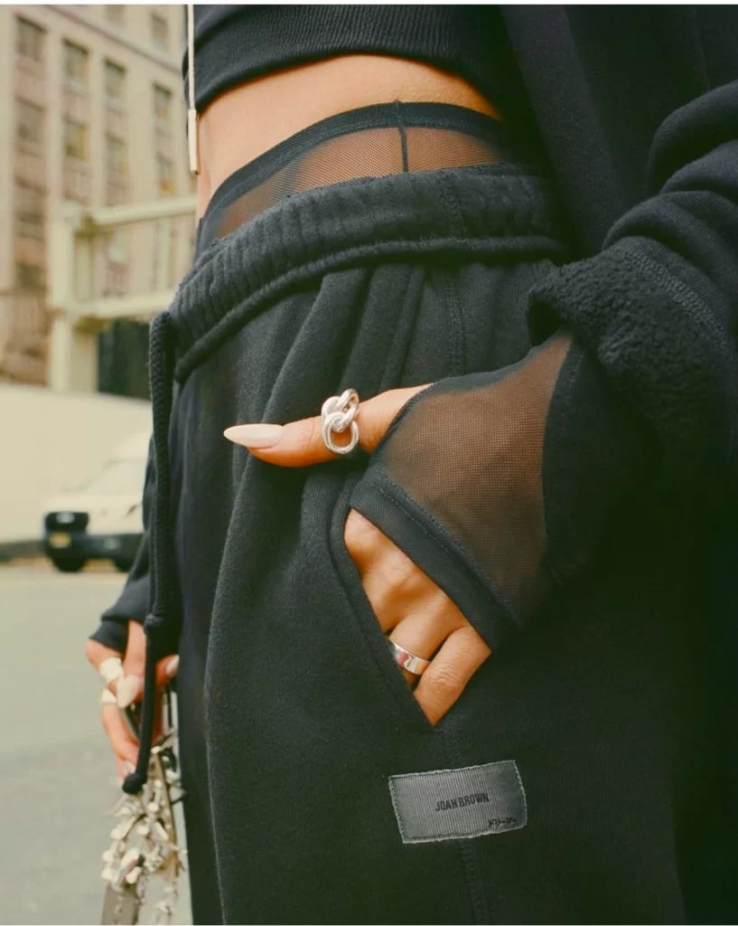 Mesh Sleeve Hoodie With Fleece Sweatpants — Aesthetic Black Sweatpants Outfit