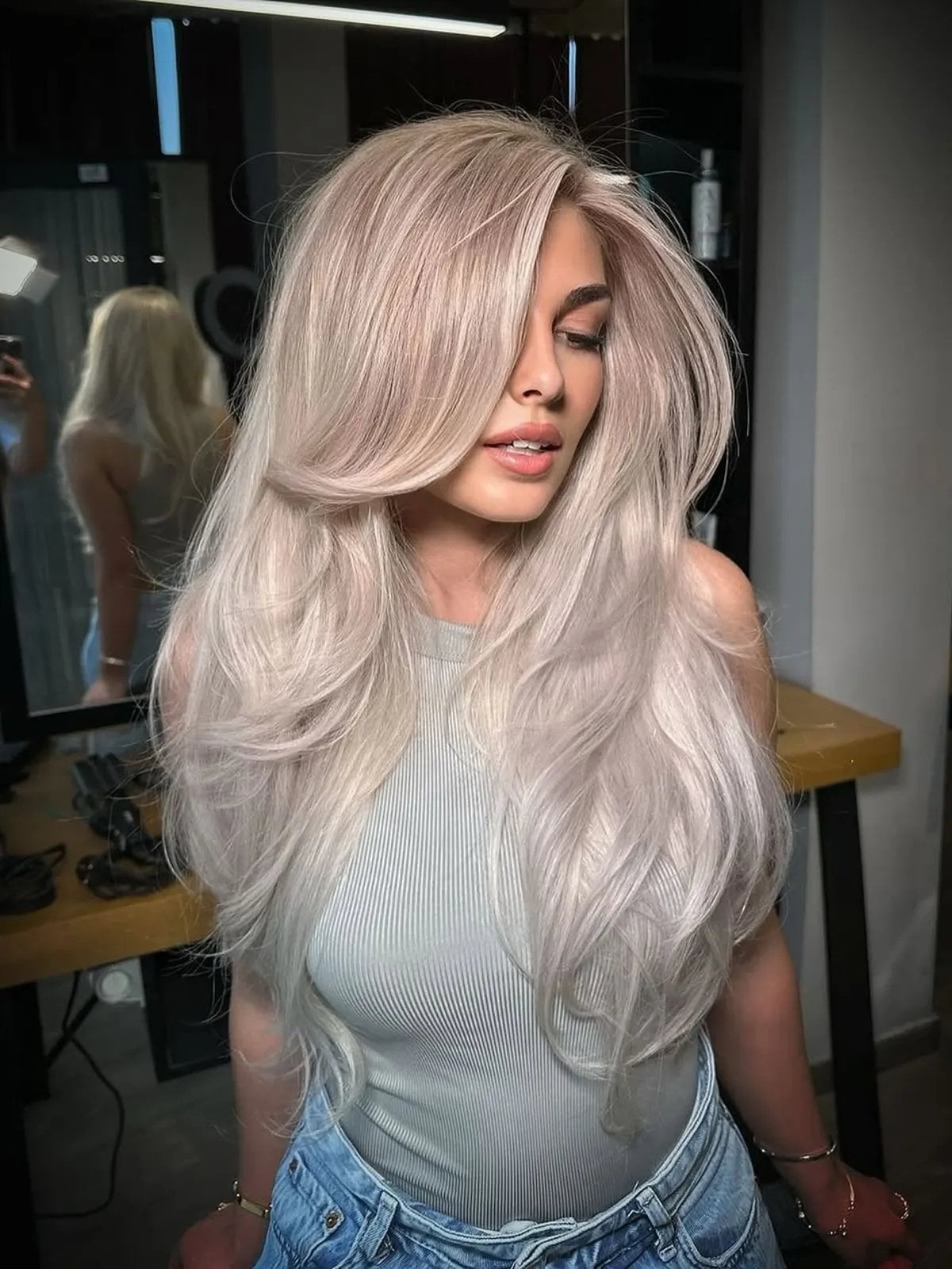 Striking Platinum Blonde With Soft Waves Striking Platinum Blonde With Soft Waves — Aesthetic Blonde Hair