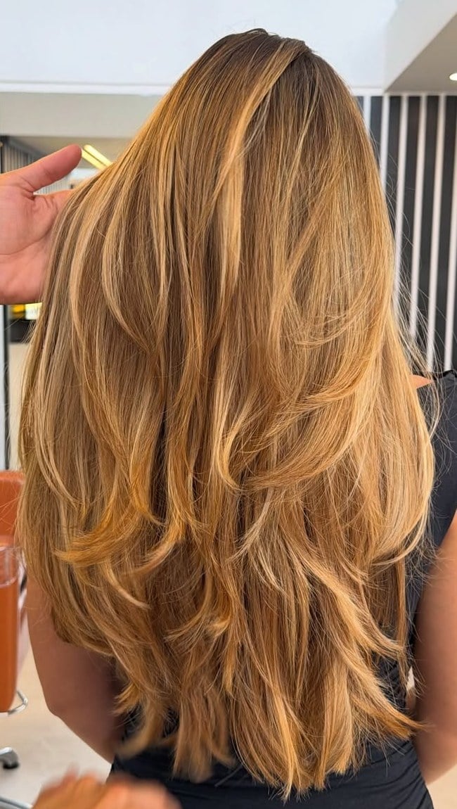 Mid-Back Honey Blonde With Lighter Highlights Mid-Back Honey Blonde With Lighter Highlights — Aesthetic Blonde Hair