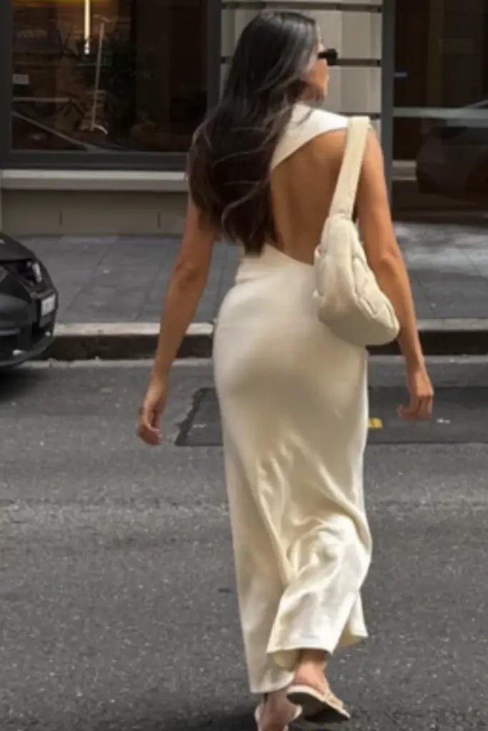 Ivory Silk Slip Dress with Open Back Detail Ivory Silk Slip Dress with Open Back Detail — Aesthetic Date Night Outfits