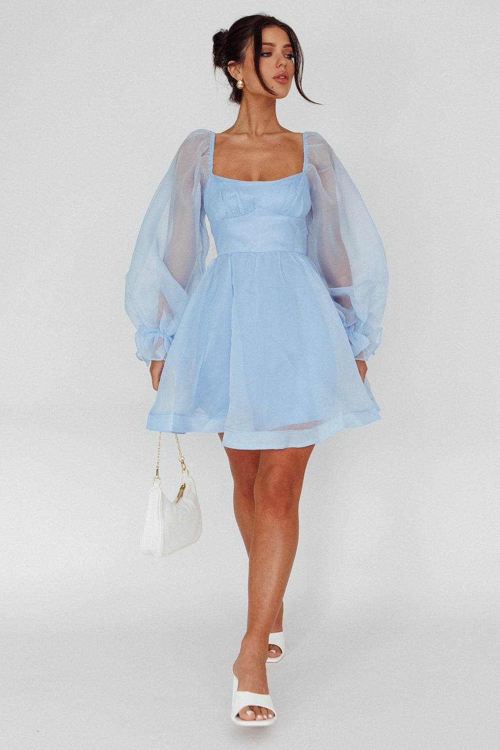 I've Got Sunshine Long Sleeve Mini Dress Light Blue - XS