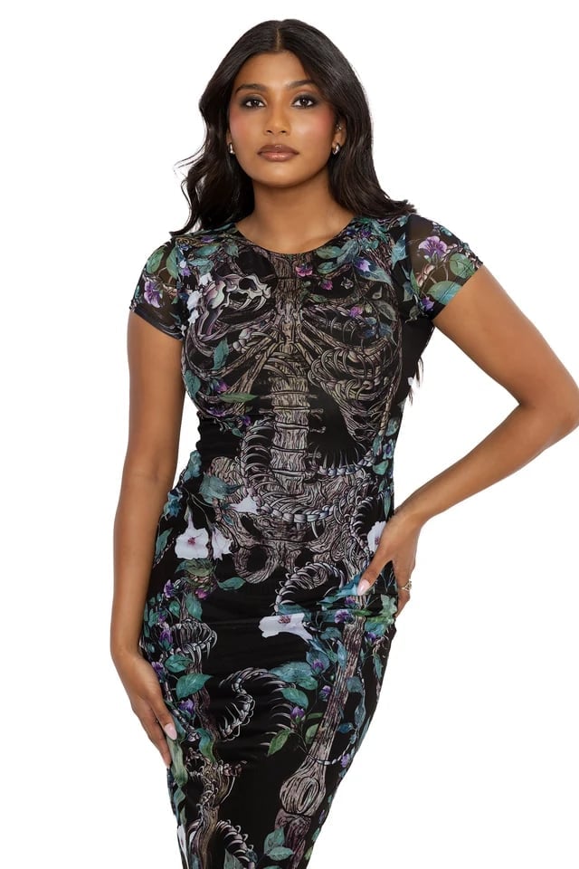 Green Sheer Mesh Cap Sleeve Bodycon Dress — Aesthetic Dress with Sleeves