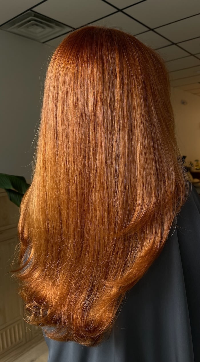 Light Copper Ginger With Mirror Gloss Finish Light Copper Ginger With Mirror Gloss Finish — Aesthetic Ginger Hair