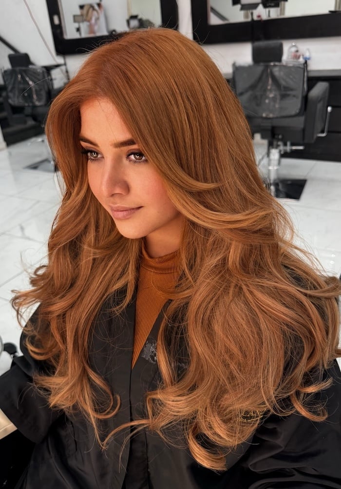 Long Layered Golden Ginger Voluminous Curls Long Layered Golden Ginger Voluminous Curls — Aesthetic Ginger Hair