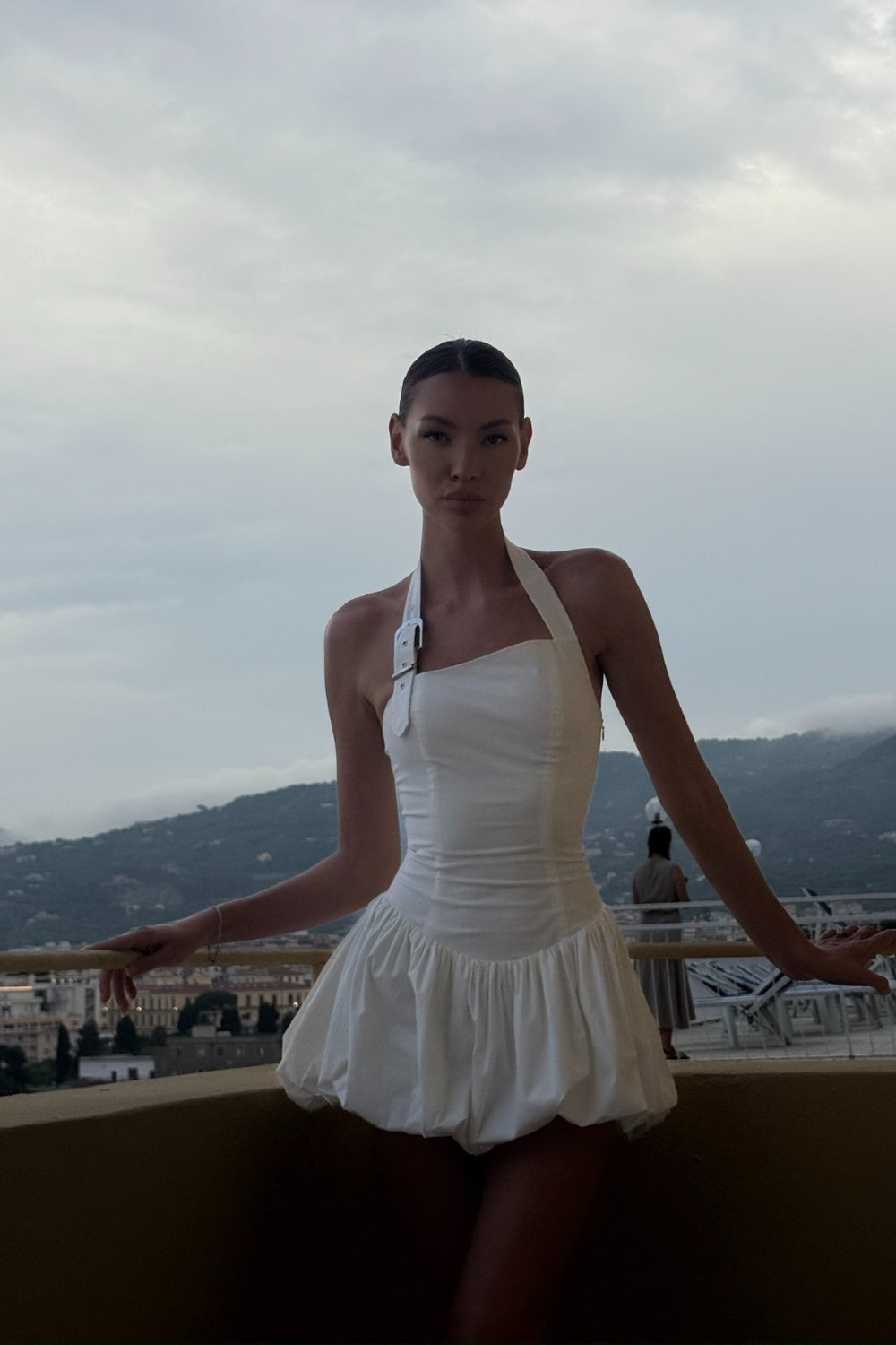 White Halter Dress with Bubble Hem White Halter Dress with Bubble Hem — Aesthetic Going Out Outfits