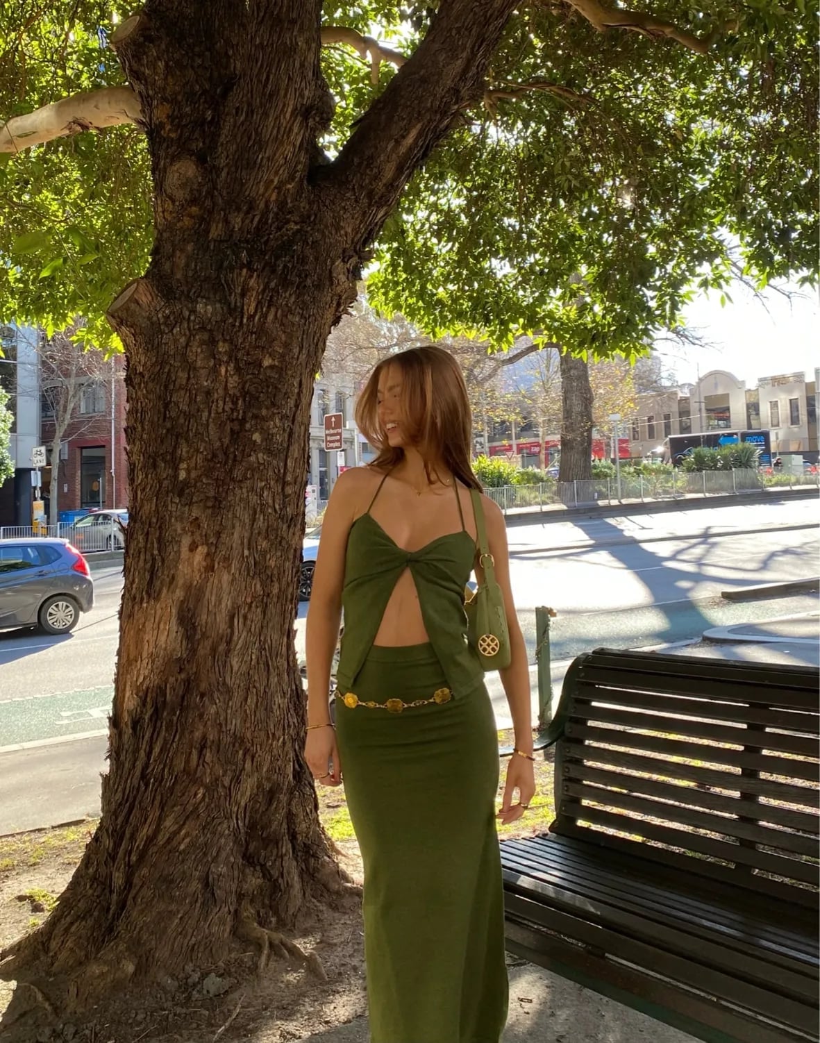 Cut-Out Halter Top and Maxi Skirt Set, Close-Up Take Cut-Out Halter Top and Maxi Skirt Set, Close-Up Take — Aesthetic Going Out Outfits