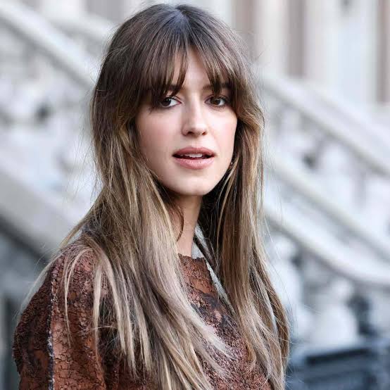 Mid-Back Ash Brown With Curtain Bangs and Blonde Highlights — Aesthetic Highlighting Hair