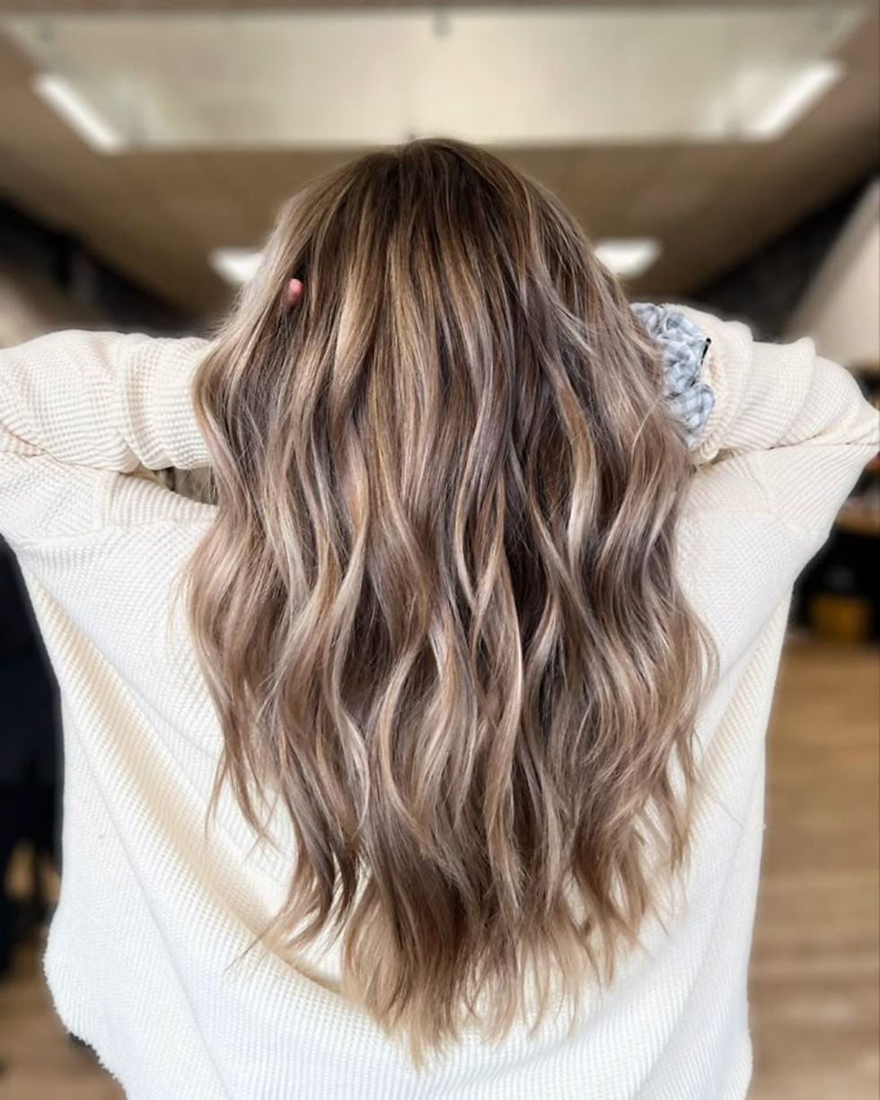 Mid-Back Dark Blonde With Ash Blonde Balayage — Aesthetic Highlighting Hair