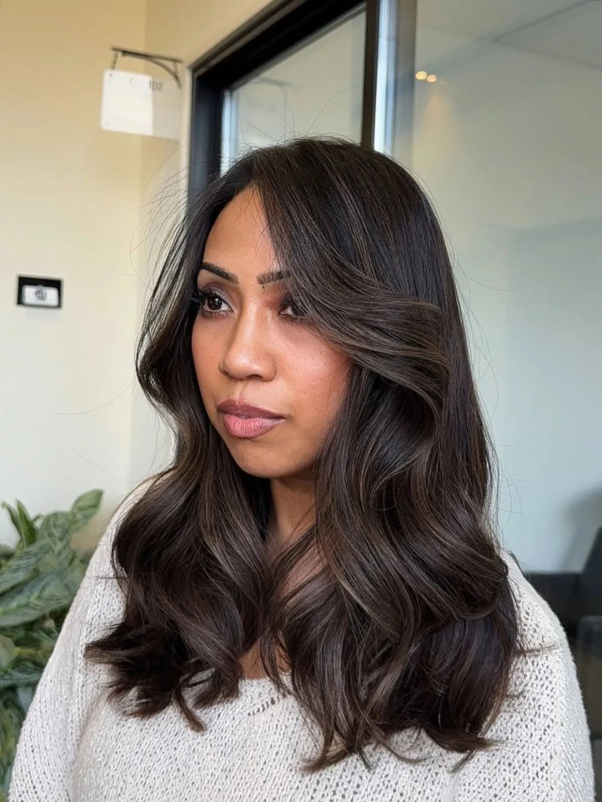 Mid-Back Dark Brown With Warm Blonde Highlights — Aesthetic Highlighting Hair