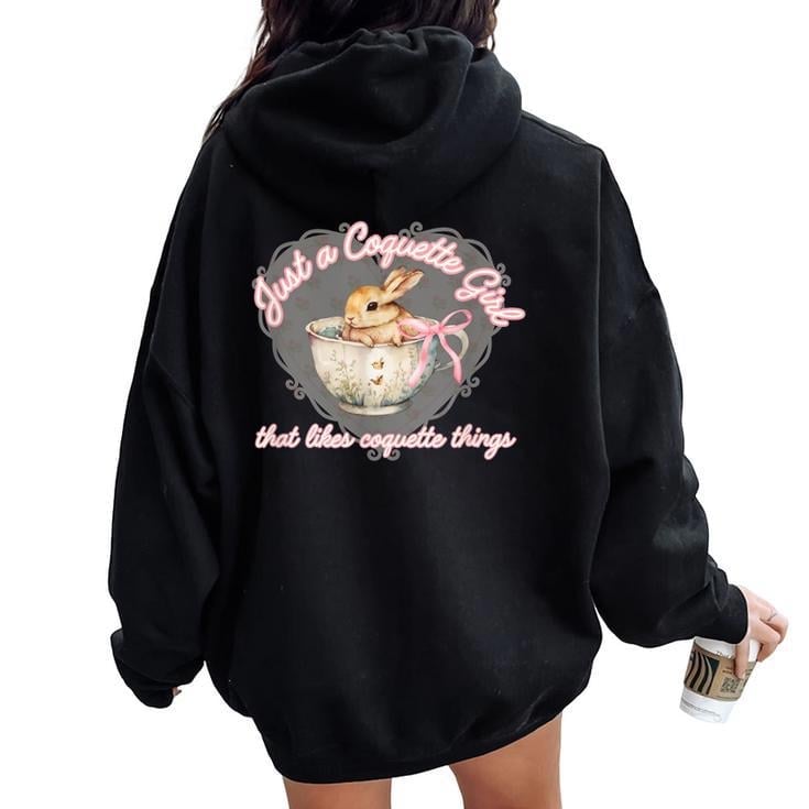 Black Oversized Hoodie with Coquette Bunny Graphic Black Oversized Hoodie with Coquette Bunny Graphic — Aesthetic Hoodie Outfits Women