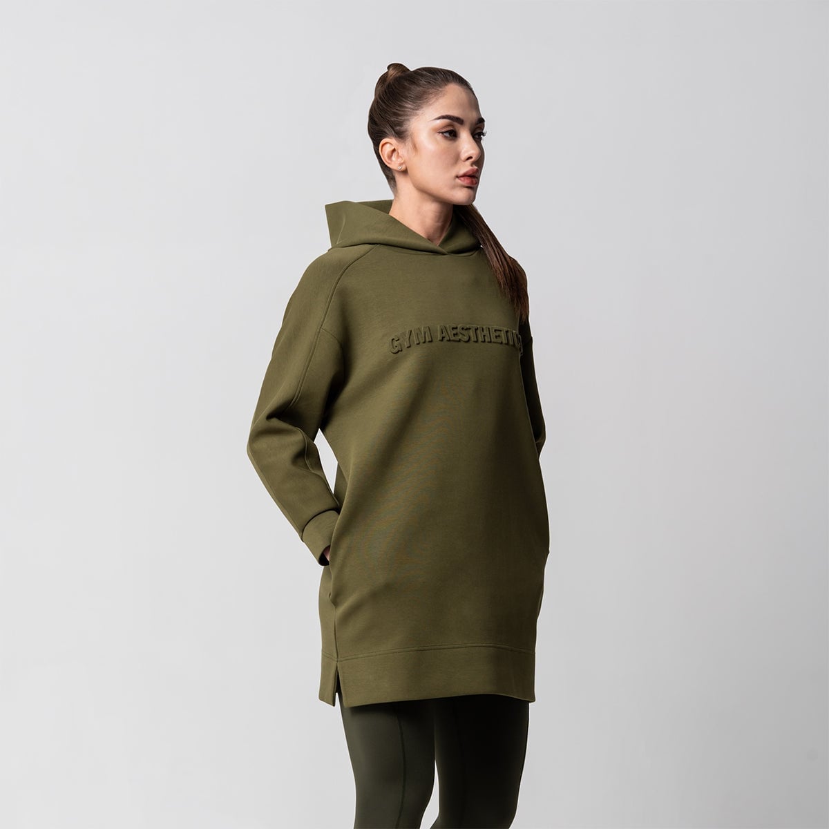 Olive Green Tunic Hoodie with Matching Leggings Olive Green Tunic Hoodie with Matching Leggings — Aesthetic Hoodie Outfits Women