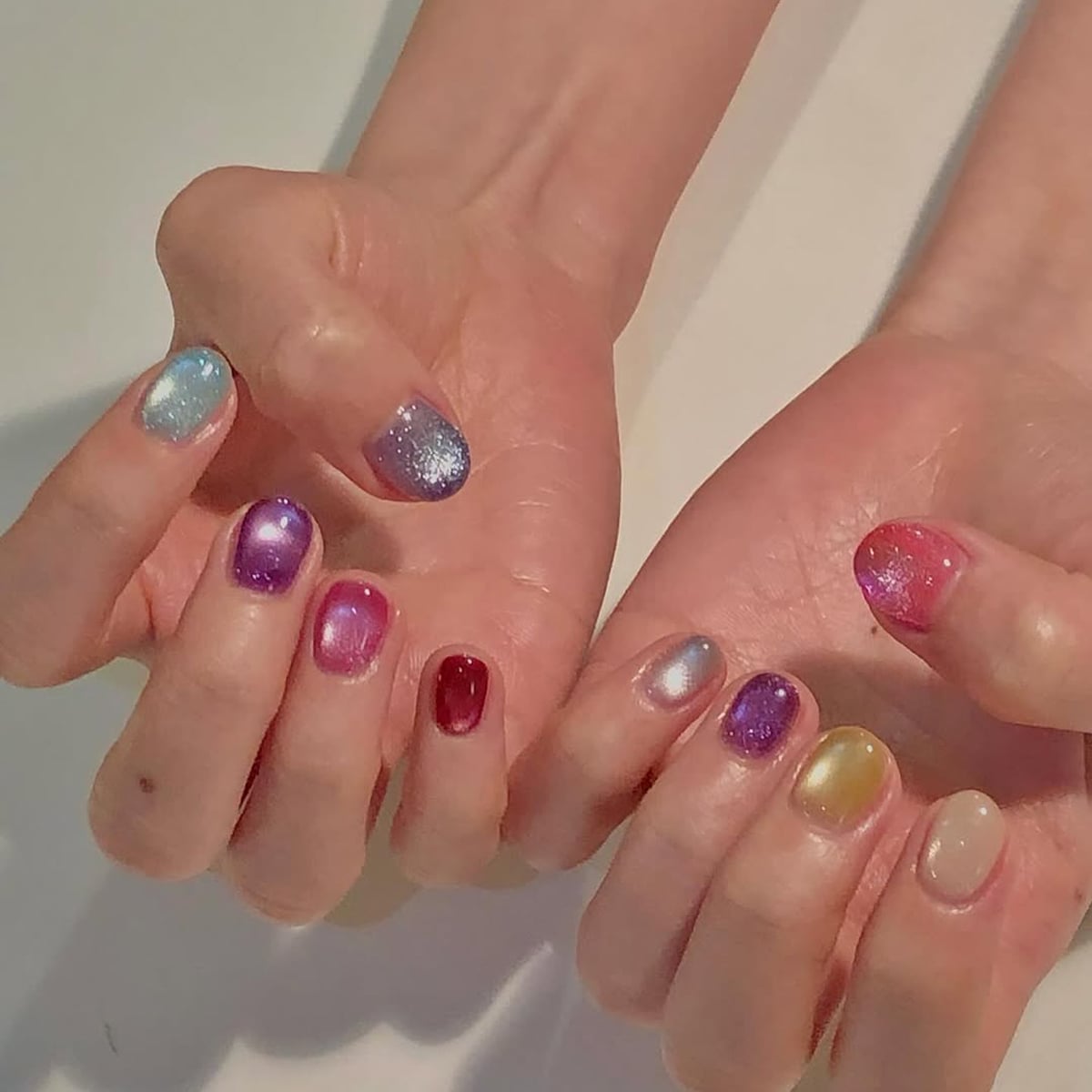 Medium Almond Pink Ombre Geometric Line Nails — Aesthetic Korean Nail Art