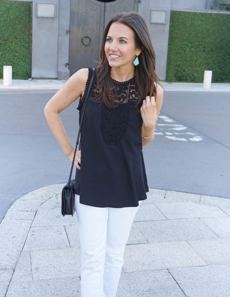 Black Lace Top With White Jeans Black Lace Top With White Jeans — Aesthetic Lace Top Outfit