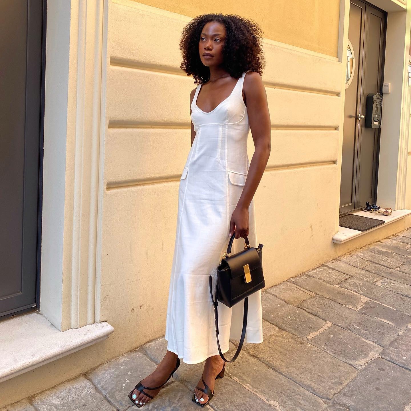 White Sleeveless Linen Maxi Dress with Column Skirt White Sleeveless Linen Maxi Dress with Column Skirt — Aesthetic Linen Dress