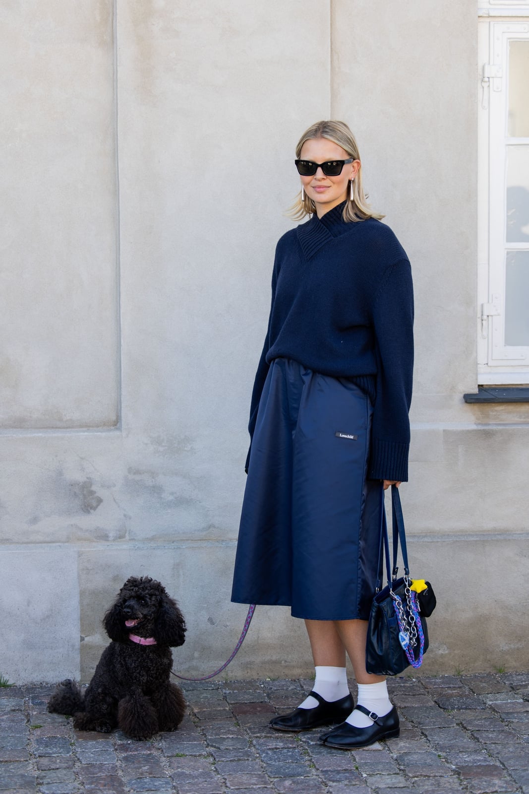 Navy Oversized Sweater with Midi Skirt Navy Oversized Sweater with Midi Skirt — Aesthetic Mary Janes Outfit