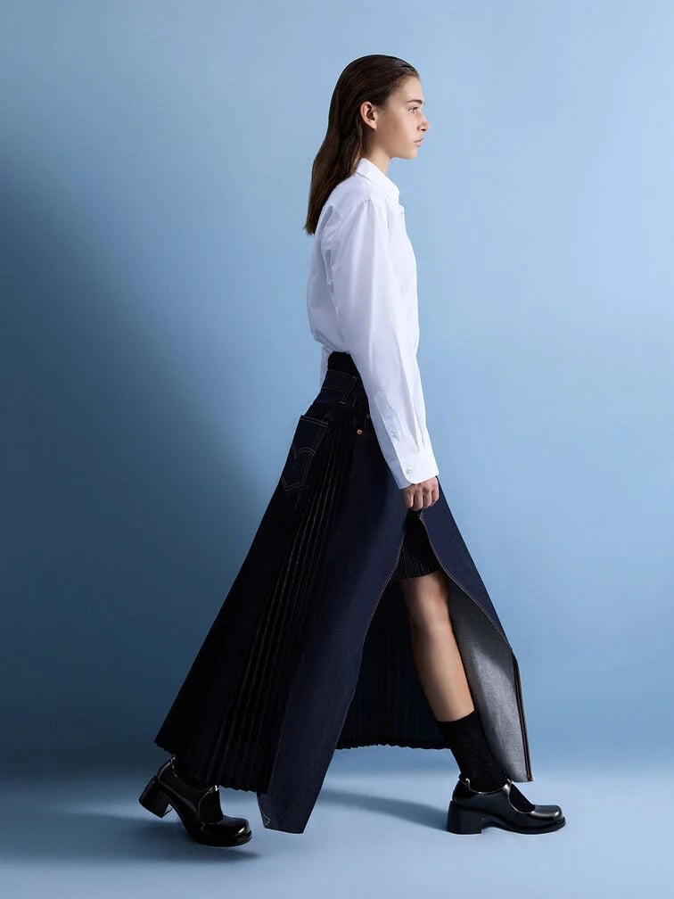 White Button-Down Shirt with Denim Maxi Skirt White Button-Down Shirt with Denim Maxi Skirt — Aesthetic Mary Janes Outfit