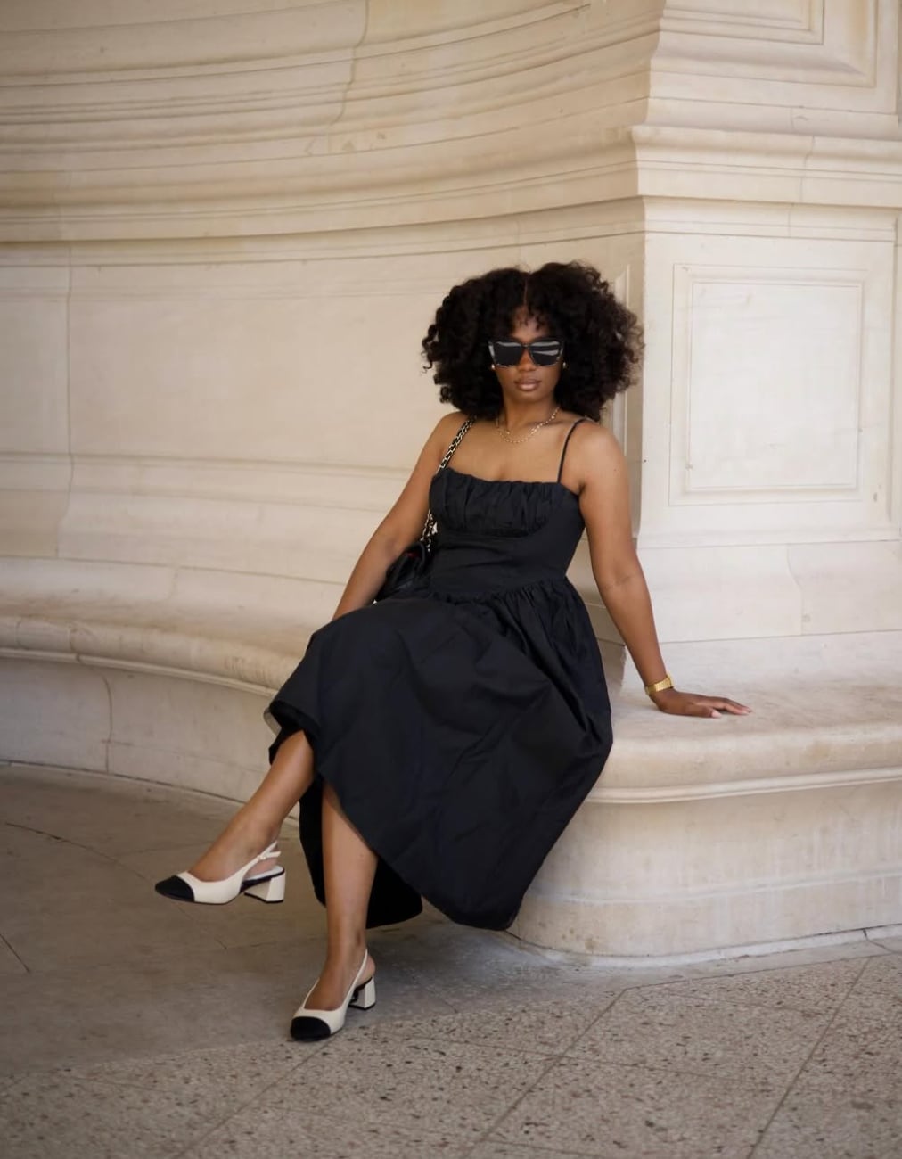 Black Midi Dress with Spaghetti Straps Black Midi Dress with Spaghetti Straps — Aesthetic Mary Janes Outfit