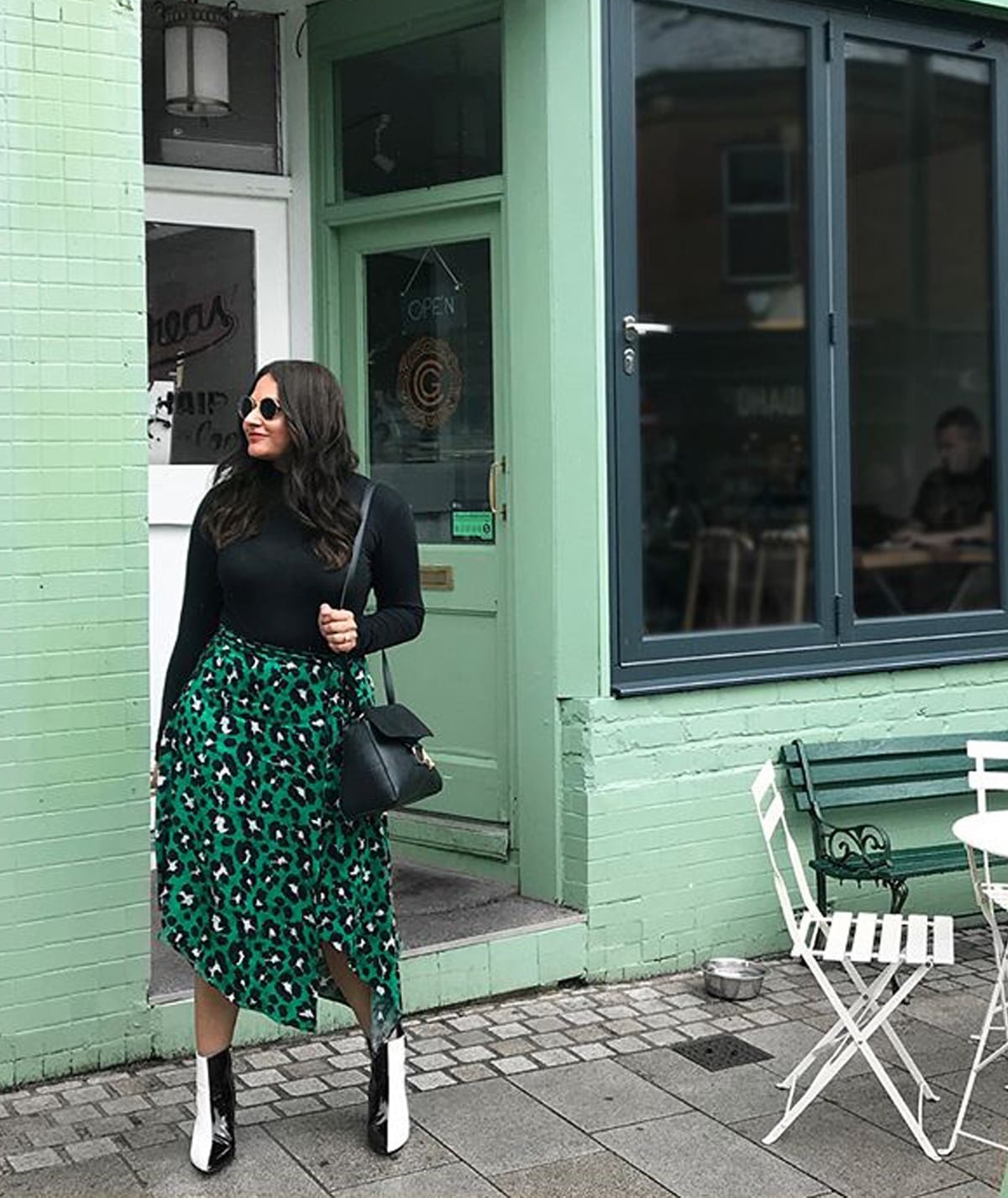 Leopard Print Wrap Skirt With Black Top — Aesthetic Midsize Outfits