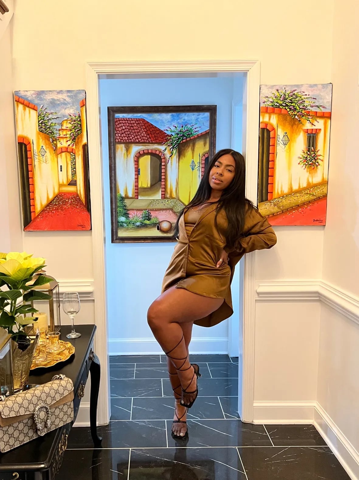 Bronze Satin Mini Dress — Aesthetic Midsize Outfits