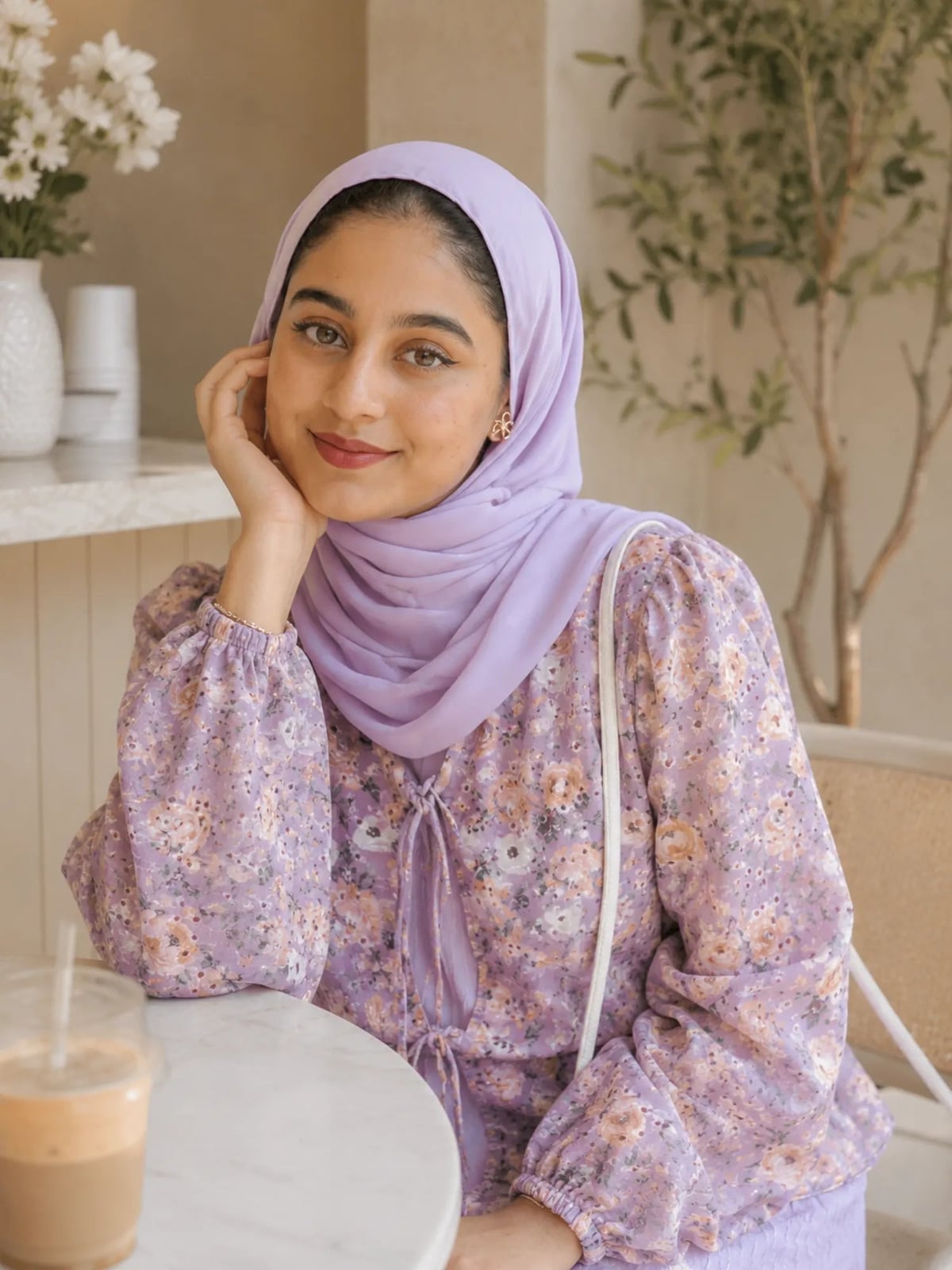 Lilac Floral Maxi Dress with Puff Sleeves Lilac Floral Maxi Dress with Puff Sleeves — Aesthetic Modest Dresses
