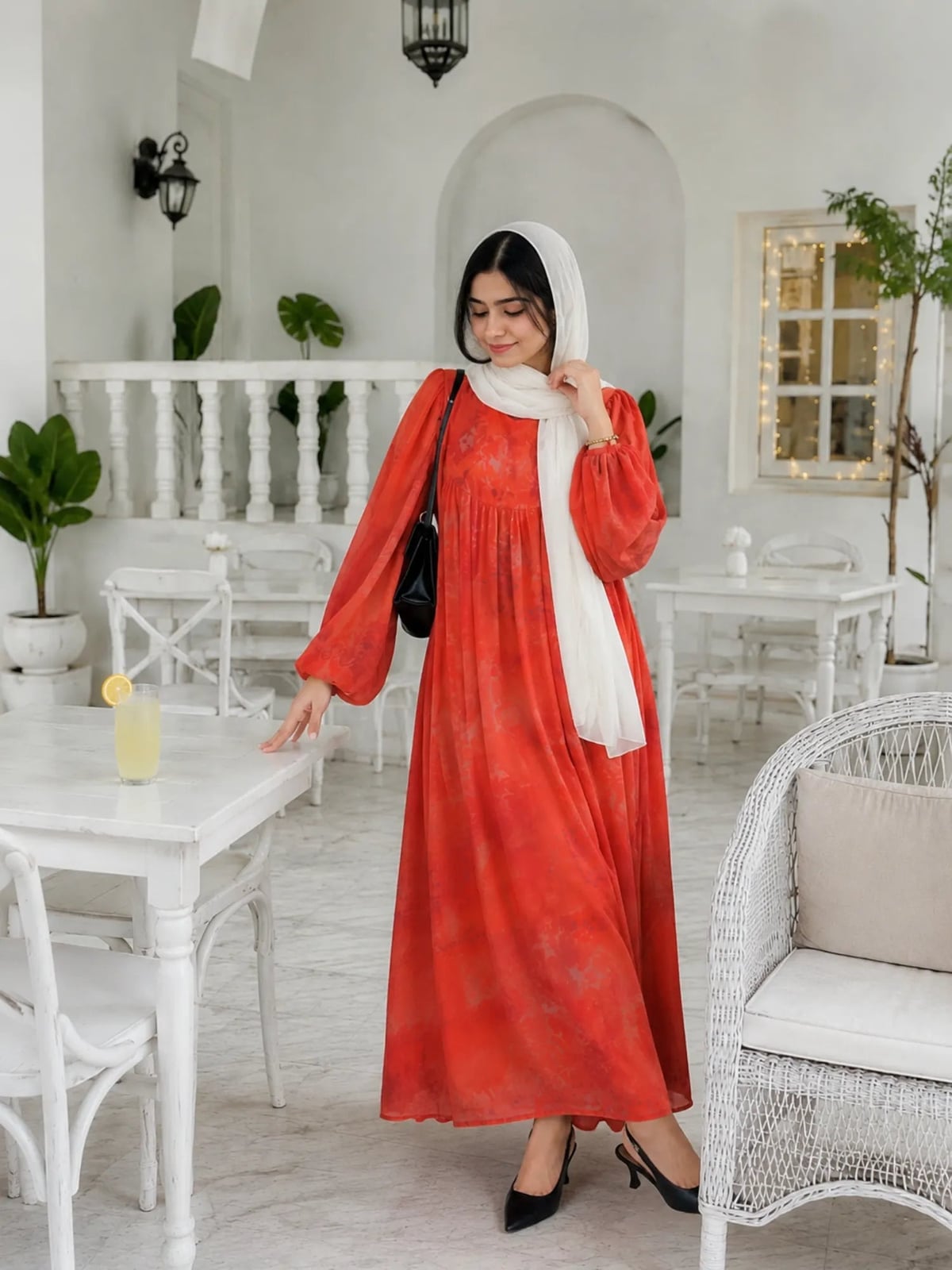 Red Floral Maxi Dress with Tie Front Detail Red Floral Maxi Dress with Tie Front Detail — Aesthetic Modest Dresses