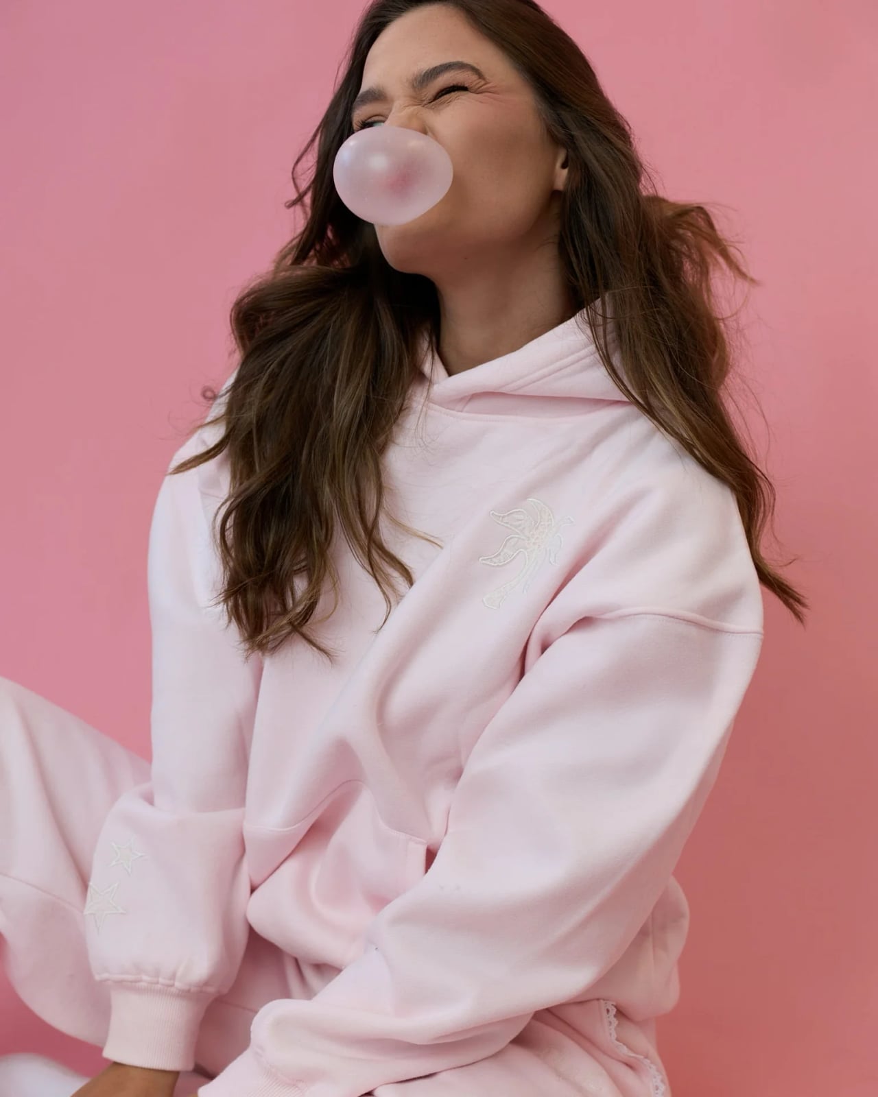 Pale Pink Hoodie With Subtle Embroidered Details Pale Pink Hoodie With Subtle Embroidered Details — Aesthetic Pink Hoodie Outfit