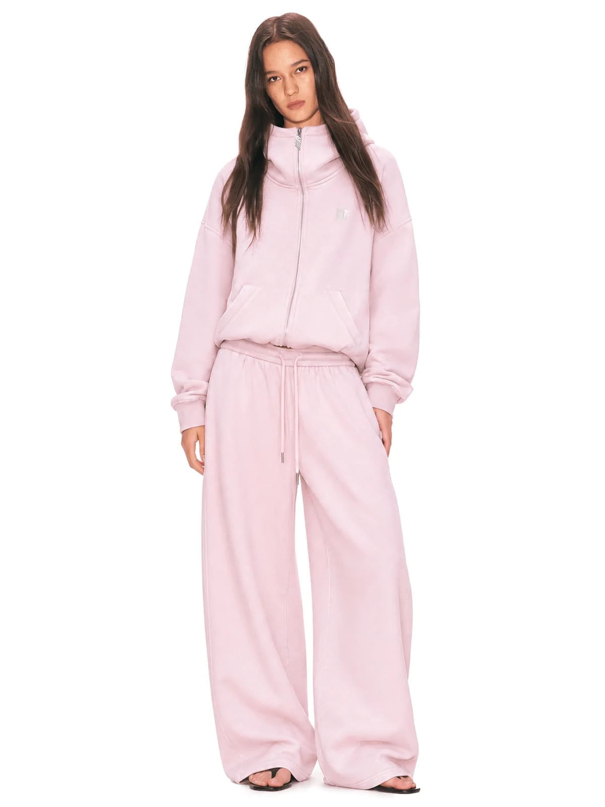 Pastel Pink Oversized Zip-Up Hoodie and Wide-Leg Pants Set Pastel Pink Oversized Zip-Up Hoodie and Wide-Leg Pants Set — Aesthetic Pink Hoodie Outfit
