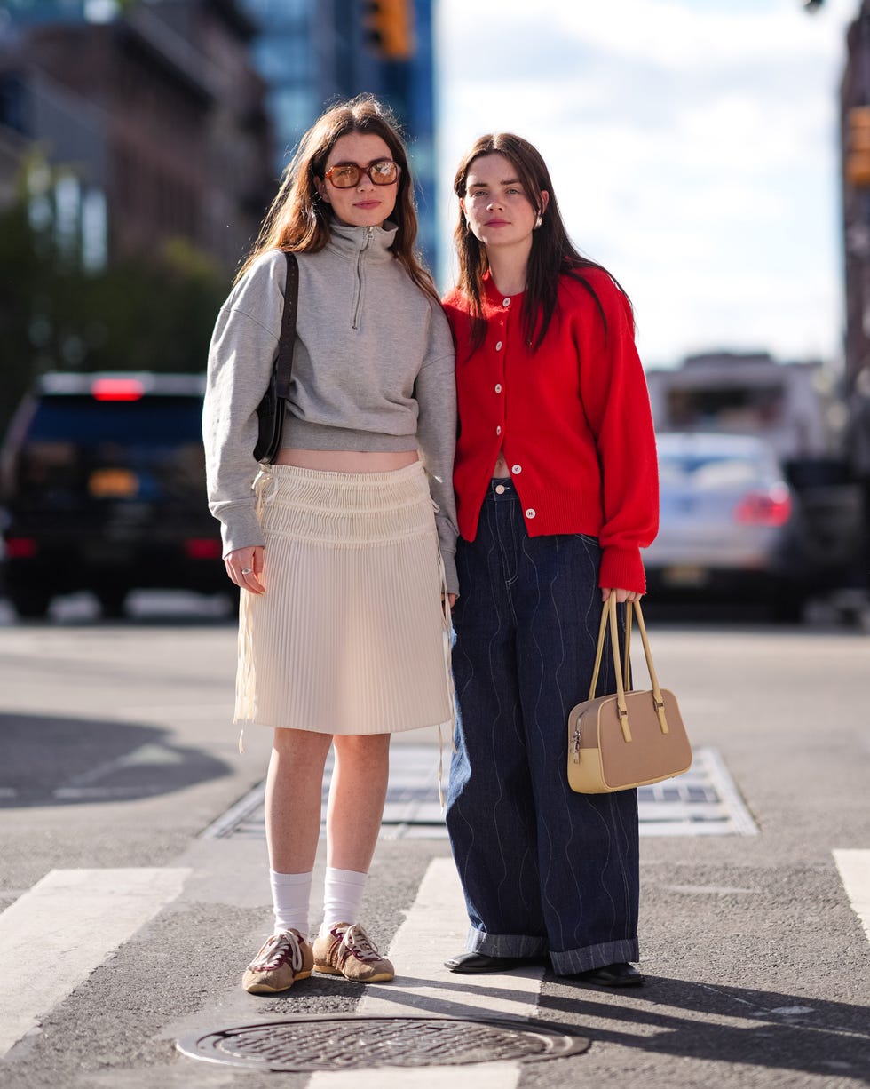 Oversized Red Ribbed Cardigan With Denim — Aesthetic Red Cardigan Outfit
