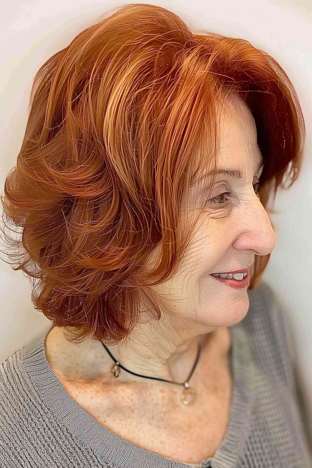 Warm Red With Copper Highlights Chin Bob — Aesthetic Red Hair