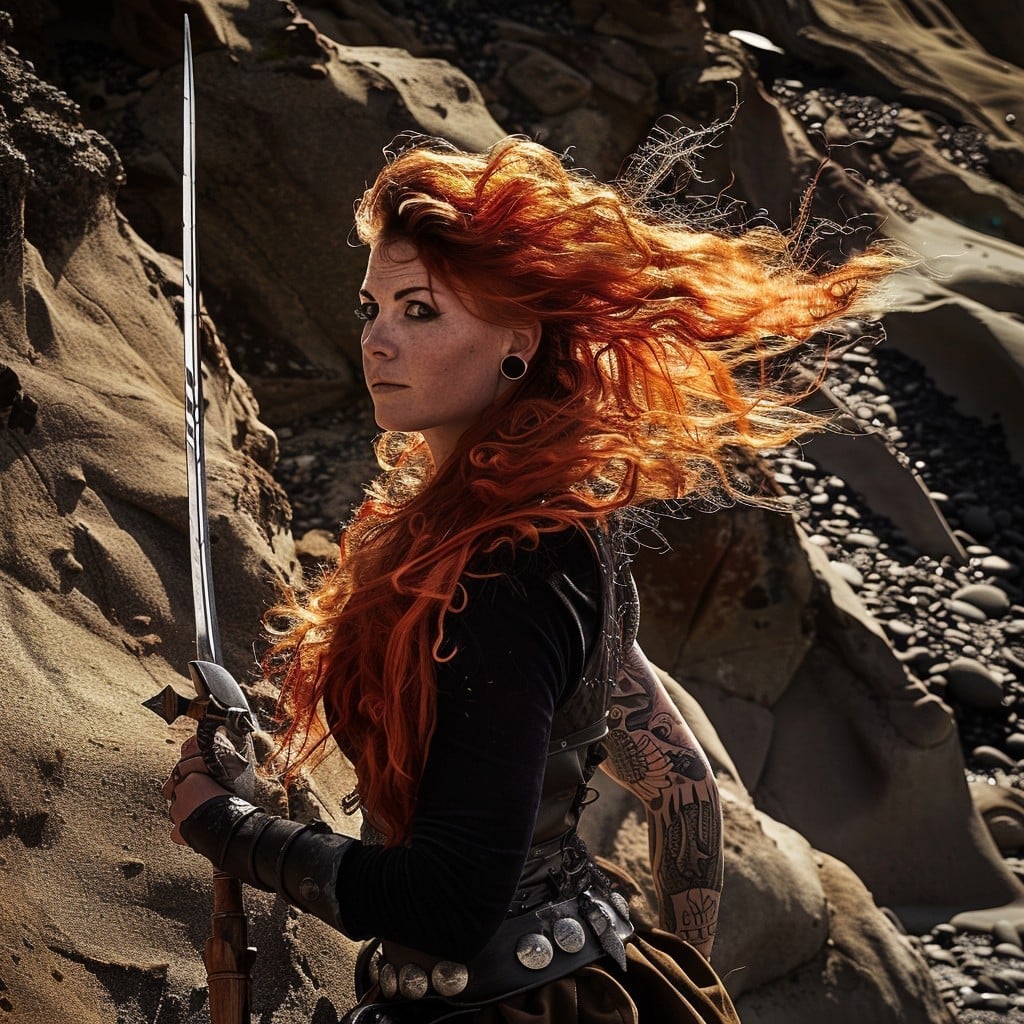 Fiery Red Windblown Waves With Wispy Bangs — Aesthetic Red Hair