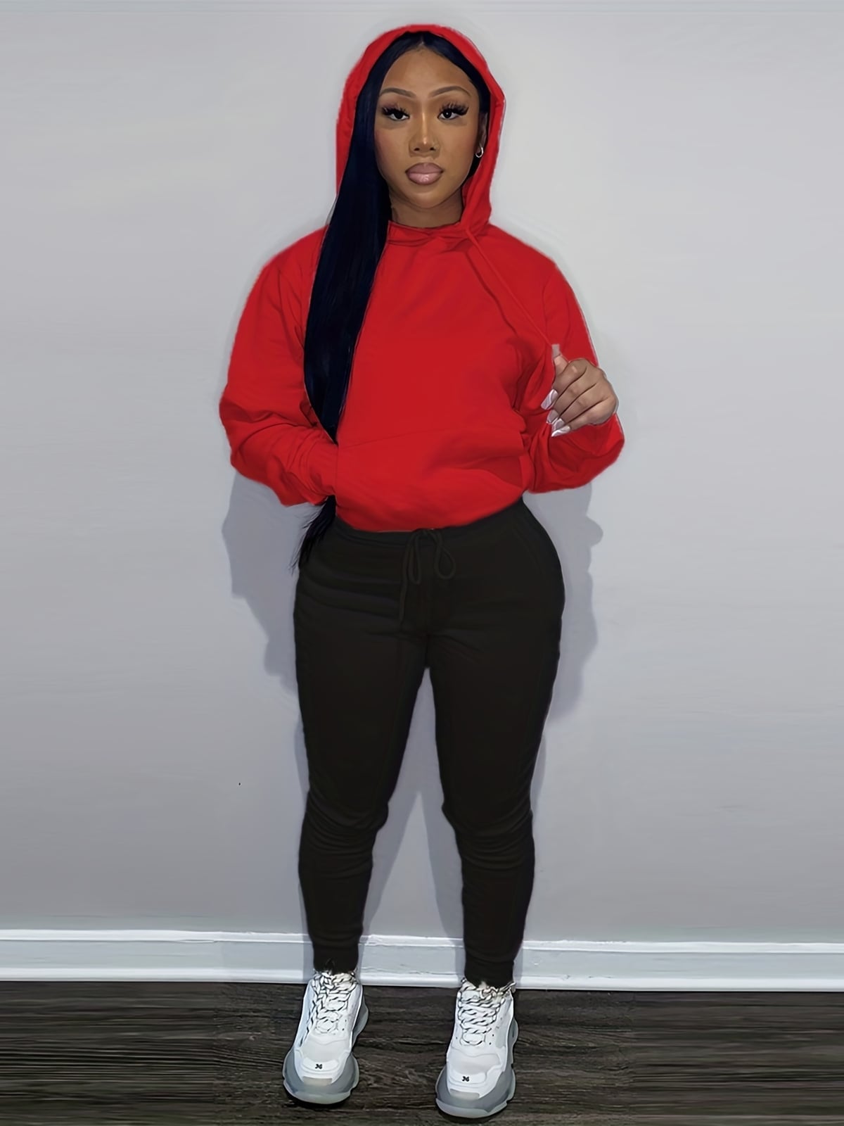 Red Smile Face Hoodie with Joggers Red Smile Face Hoodie with Joggers — Aesthetic Red Hoodie Outfit