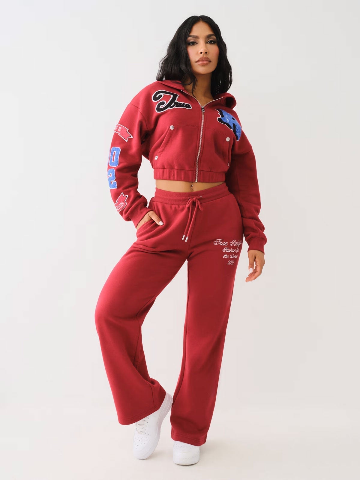Red Sweatpants and Cropped Hoodie Set — Aesthetic Red Sweatpants Outfit