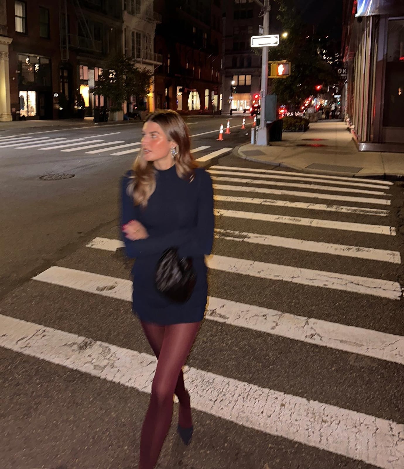 Burgundy Tights With Mini Dress And Pumps and Opaque Knit — Aesthetic Red Tights Outfit