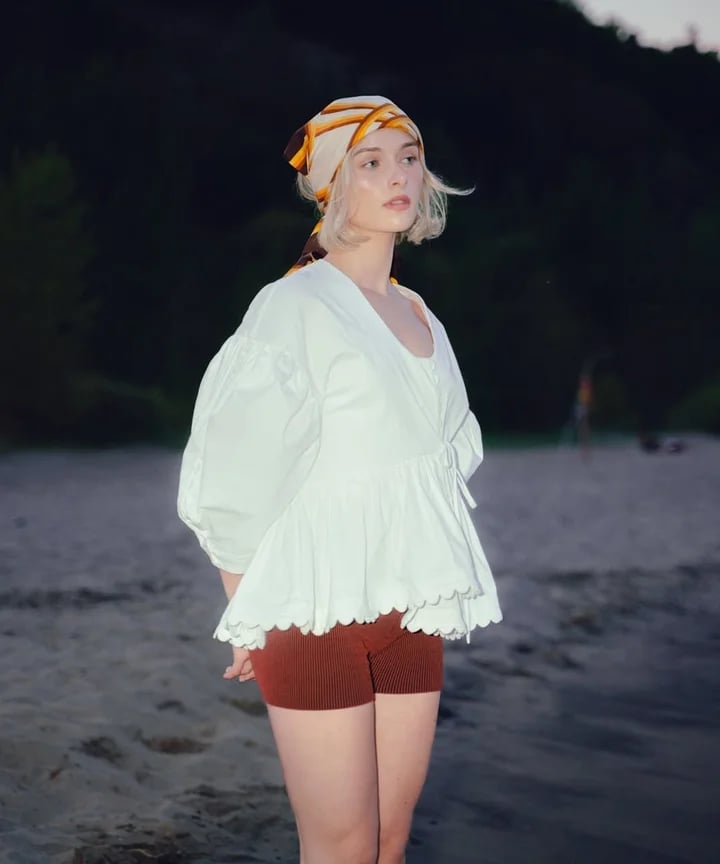 Peasant Blouse and Knit Shorts for Beach Casual — Aesthetic Style Inspo
