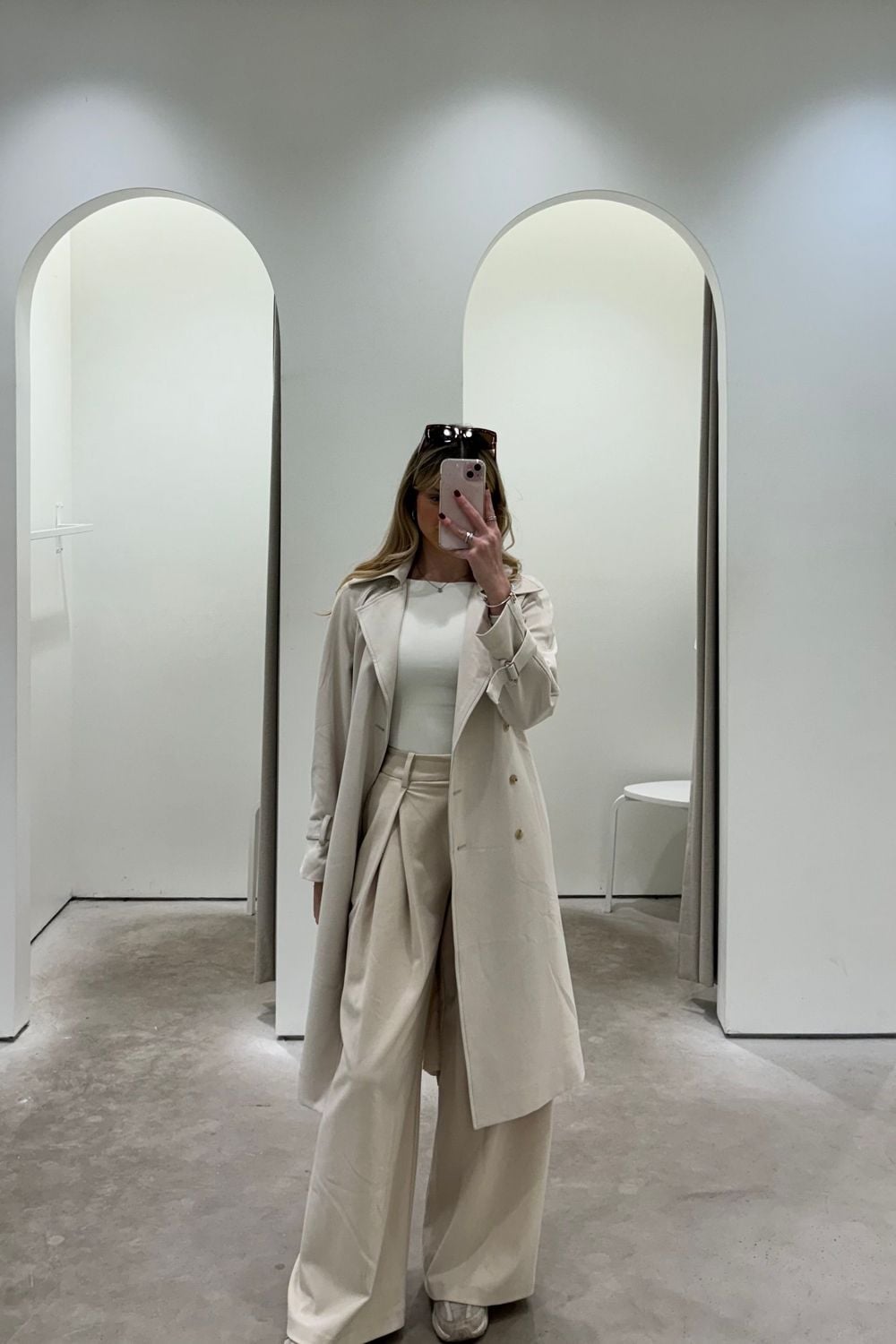 Trench Coat and Pleated Trousers for Neutral Smart Casual — Aesthetic Style Inspo