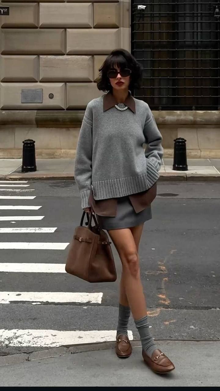 Layered Knit Sweater and Mini Skirt for Chic City Style — Aesthetic Style Inspo
