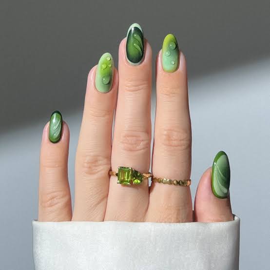 Green Ombre Swirl Almond Nails Green Ombre Swirl Almond Nails — Aesthetic University Nails