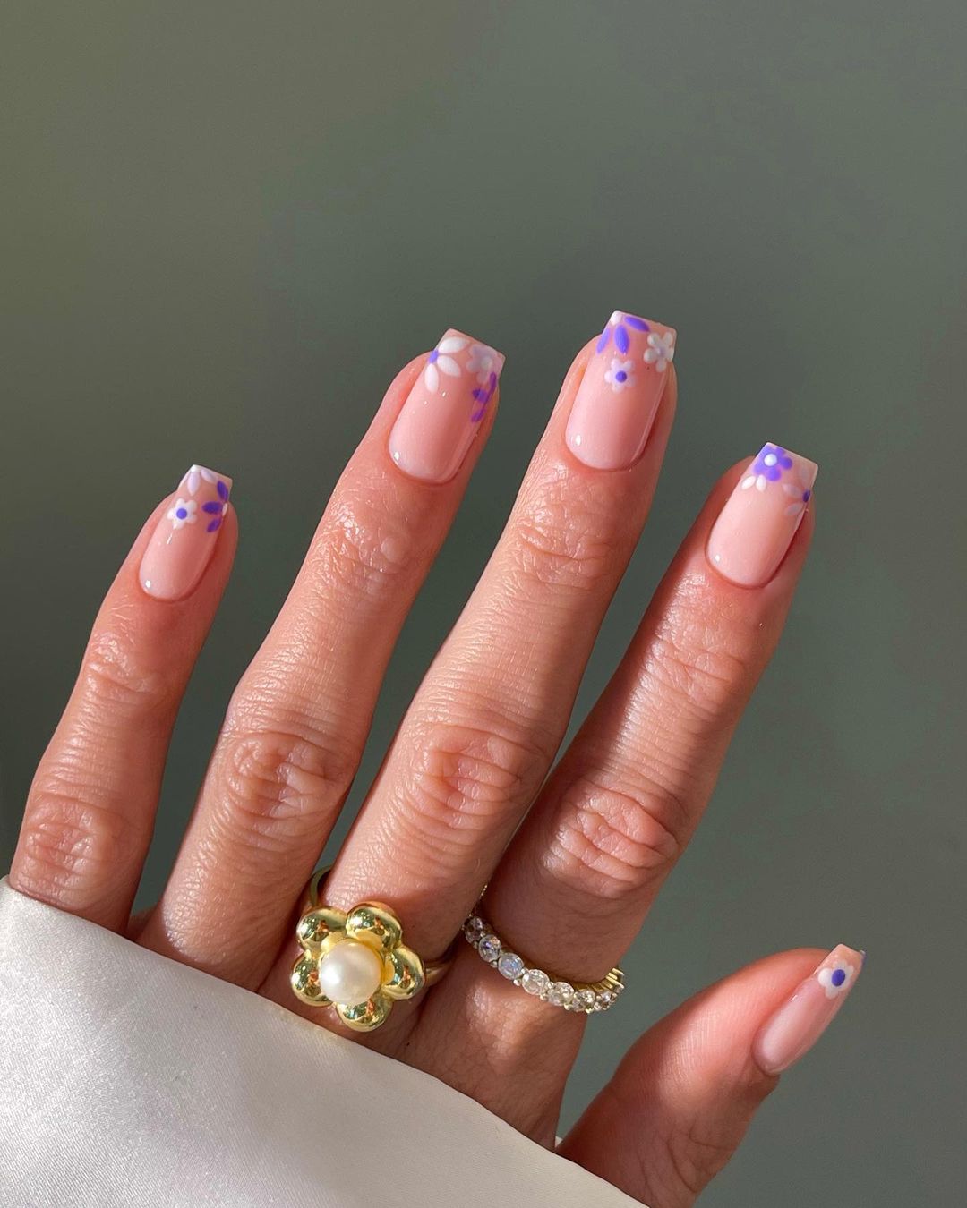 Floral Accent Tip Square Nails Floral Accent Tip Square Nails — Aesthetic University Nails