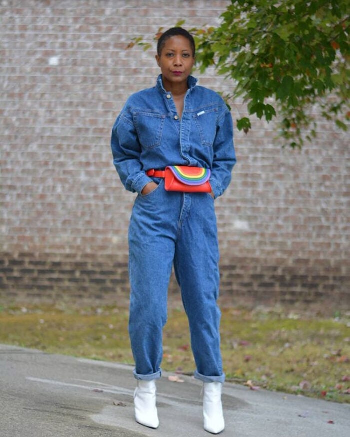 White Ankle Boots With Denim Jumpsuit — Aesthetic White Boots Outfit