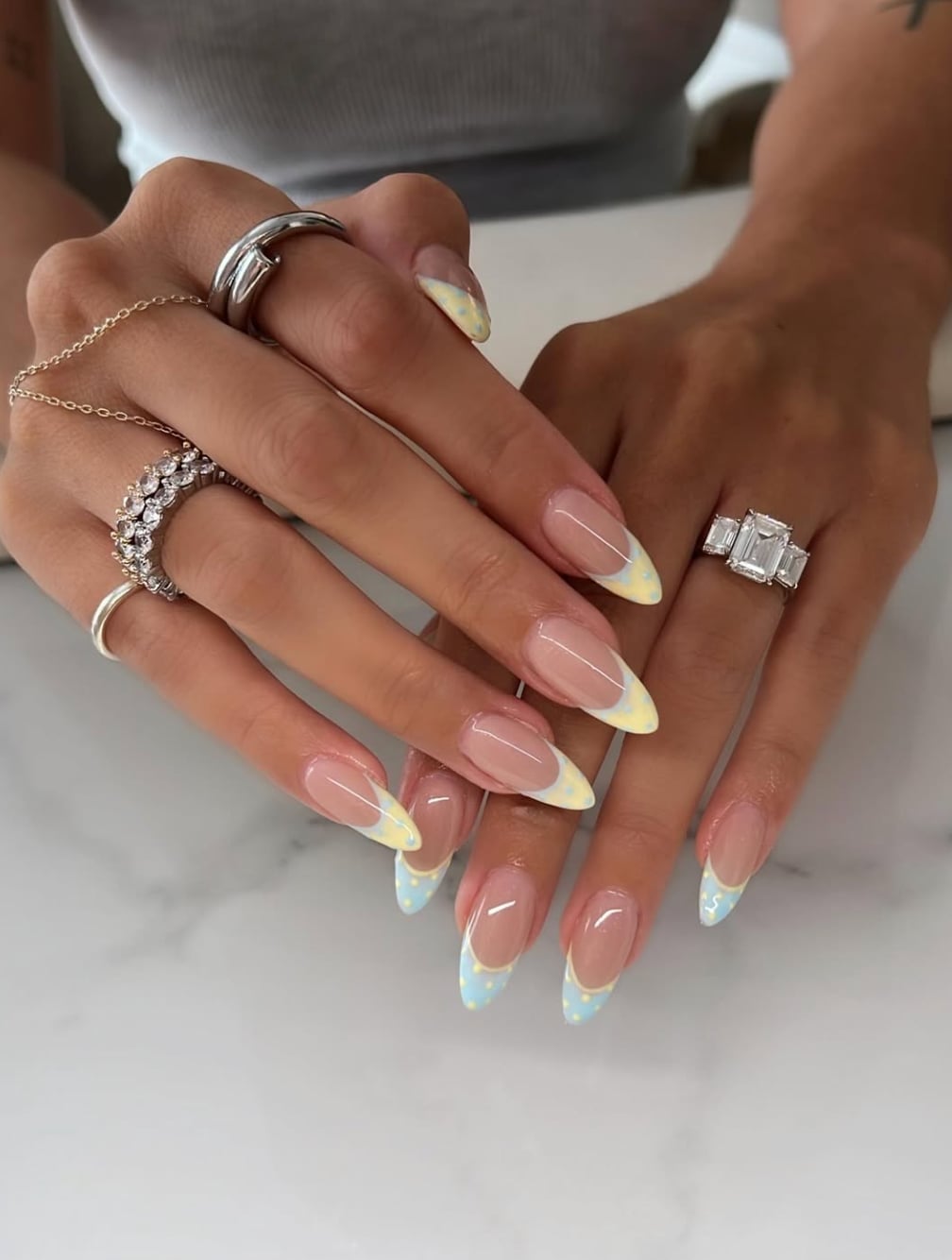 Long Almond Pastel French Polka Dot Long Almond Pastel French Polka Dot — Best Cute Almond Nails