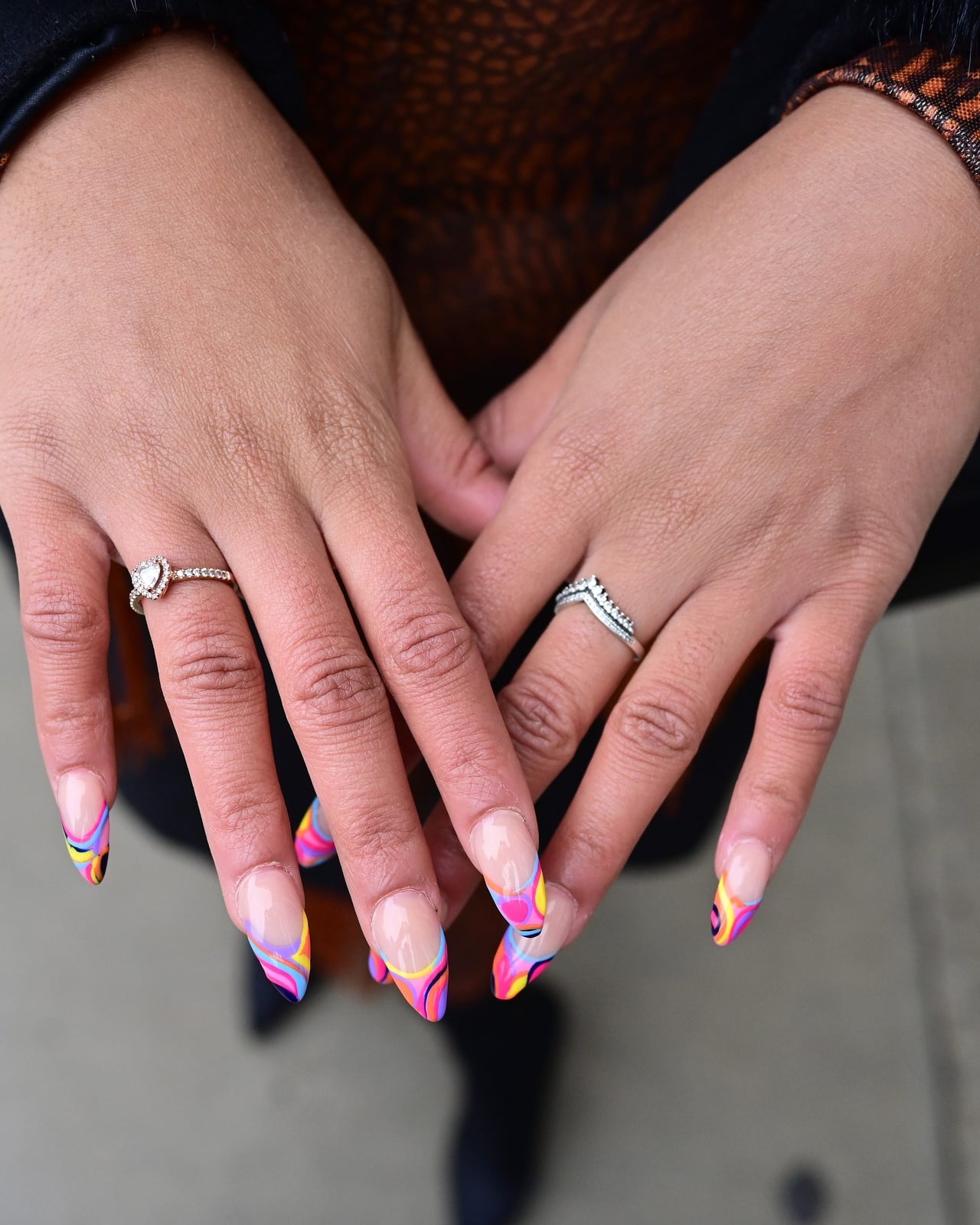 Long Almond Retro Wavy Lines Long Almond Retro Wavy Lines — Best Cute Almond Nails