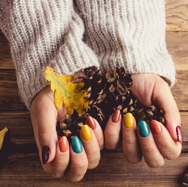 Fall Color Palette Short Almond Nails Fall Color Palette Short Almond Nails — Best Unique Nails